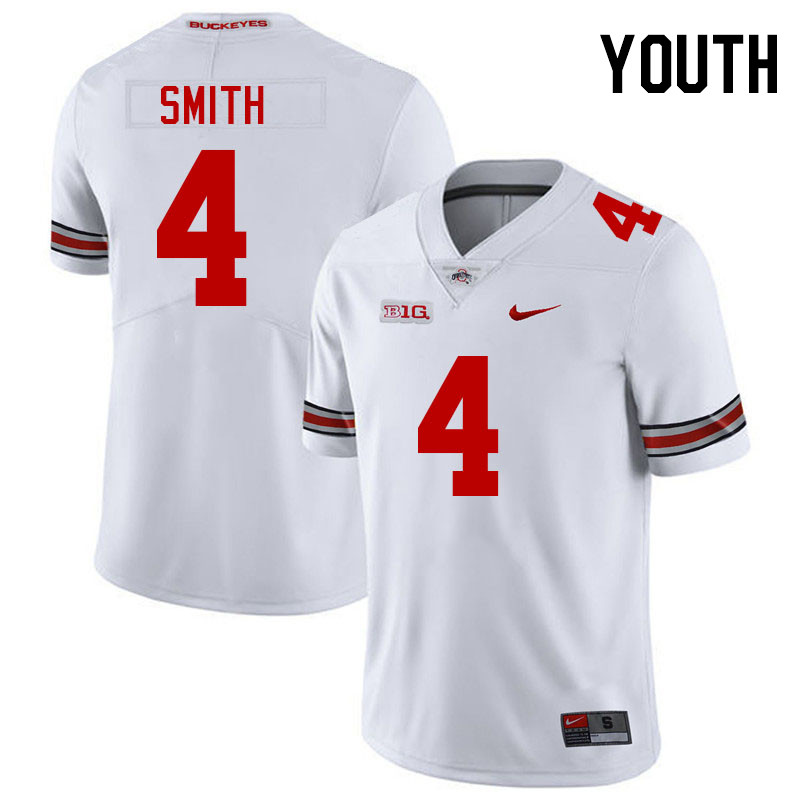 Youth #4 Jeremiah Smith Ohio State Buckeyes College Football Jerseys Stitched-White